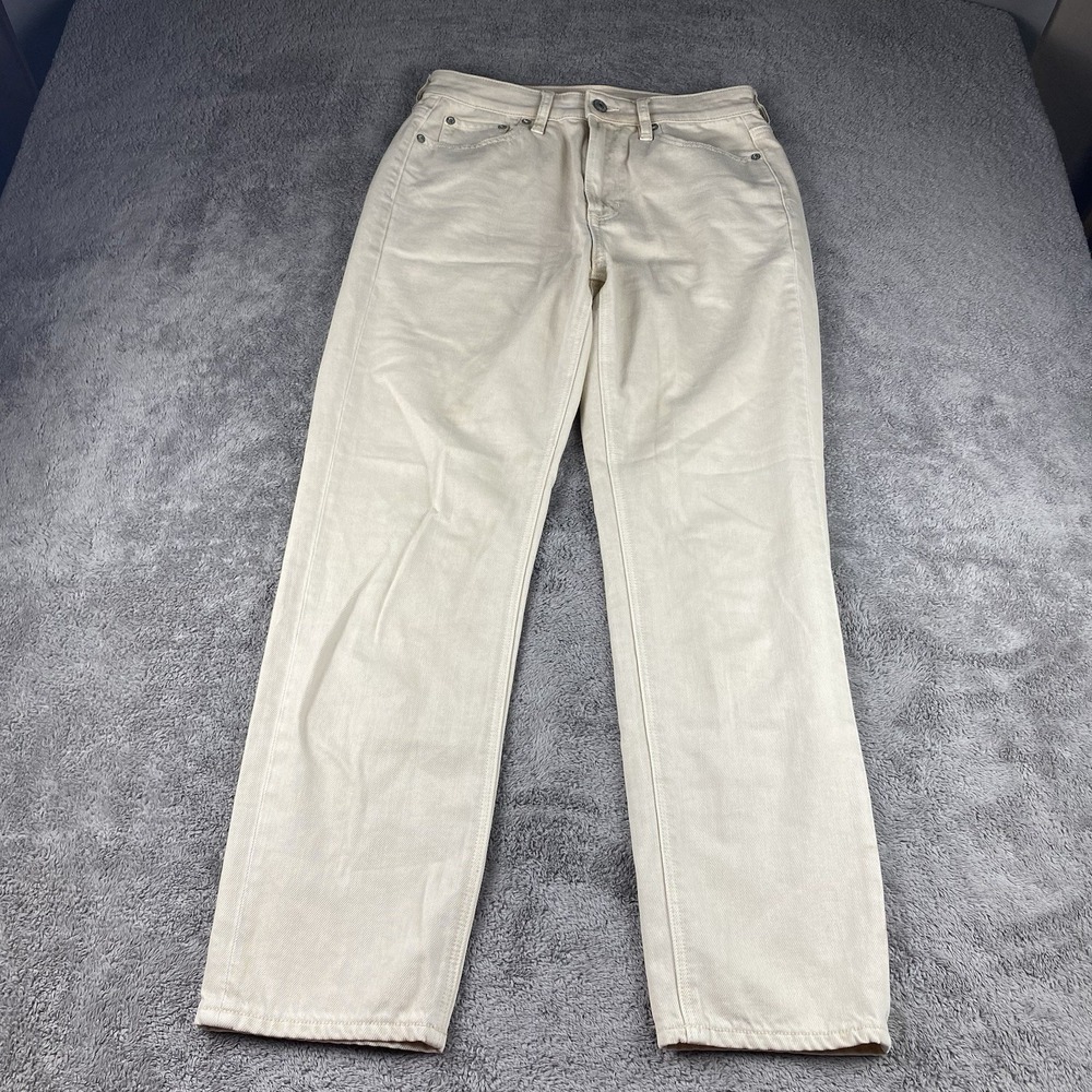 American Eagle Mom Straight Jeans Women Size‎ 4 Beige High Rise